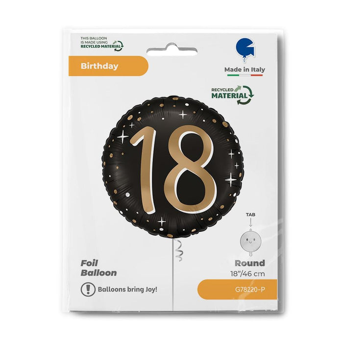 18"/Ø46cm Folienballon "Sparkling Black" | #18