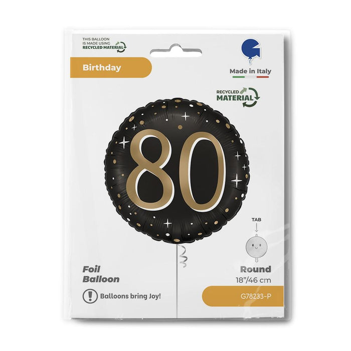 ABC18 Folienballon "Sparkling Black" | Ø46cm #80