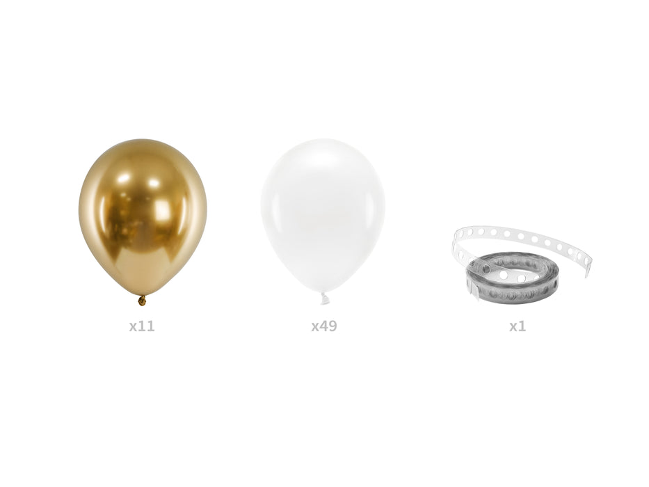 Luftballon Ballongirlande 200cm | Weiß-Gold
