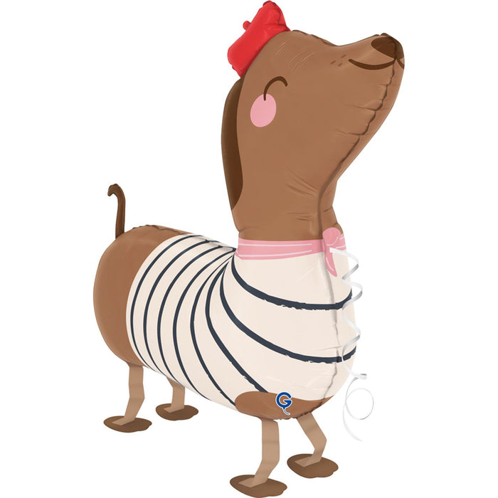 Airwalker Folienballon "Dackel mit Schleife" | 81 cm