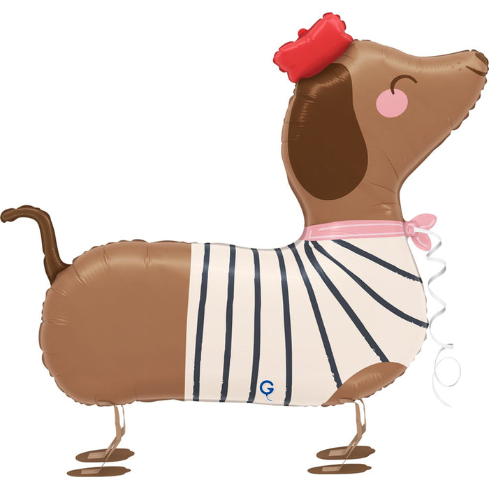 Airwalker Folienballon "Dackel mit Schleife" | 81 cm