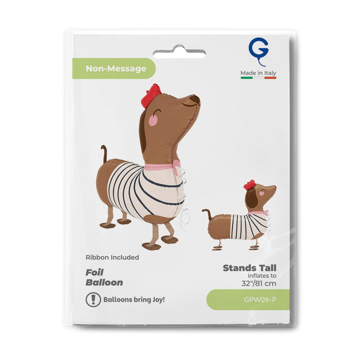 Airwalker Folienballon "Dackel mit Schleife" | 81 cm