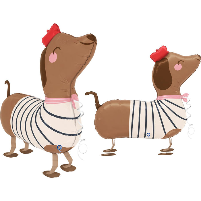 Airwalker Folienballon "Dackel mit Schleife" | 81 cm