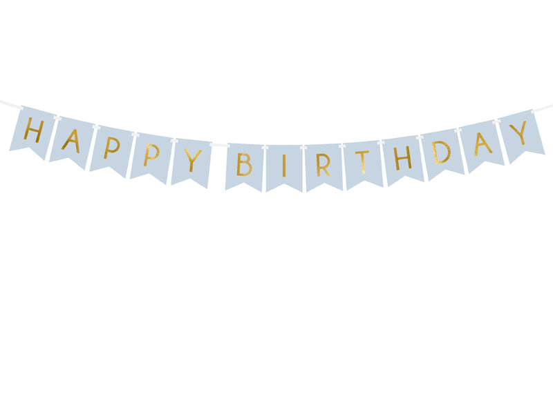Banner "Happy Birthday" hellblau | 15 x 175 cm