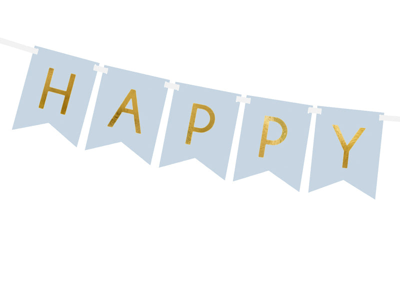 Banner "Happy Birthday" hellblau | 15 x 175 cm