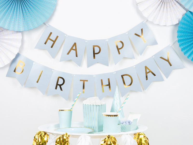 Banner "Happy Birthday" hellblau | 15 x 175 cm