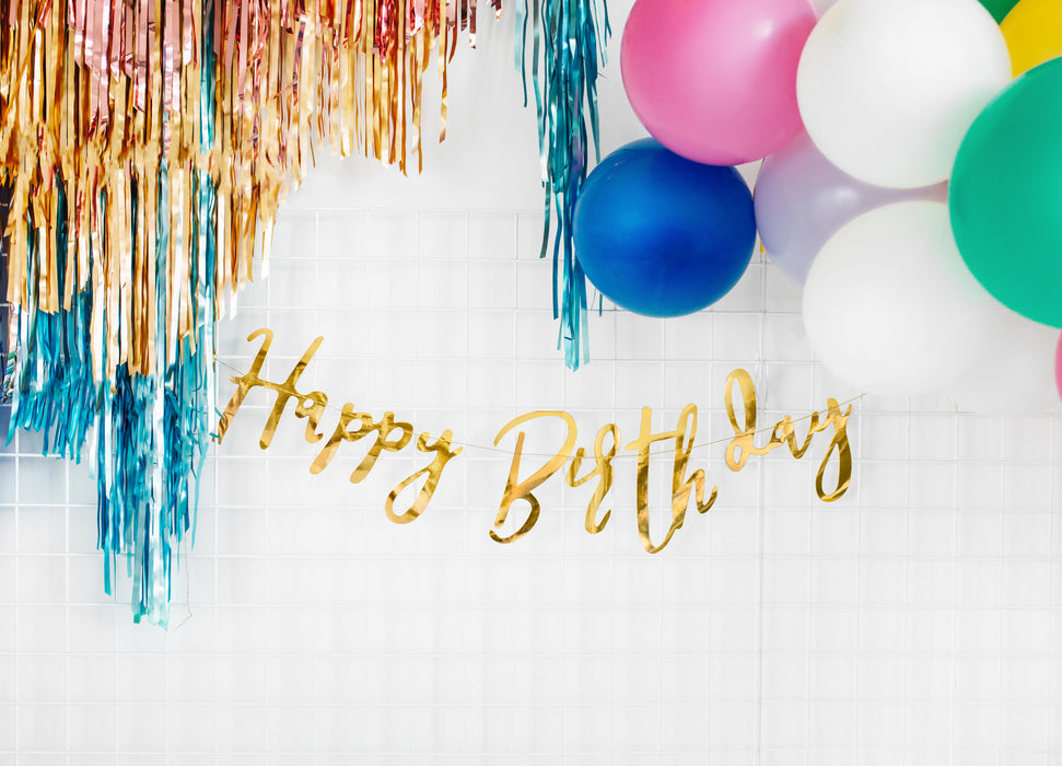 Banner Happy Birthday, gold, 16.5x62cm