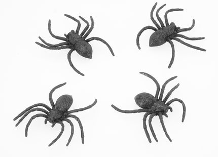 4er Set "Spinnen" - 9 cm | Schwarz - Halloween Dekoration