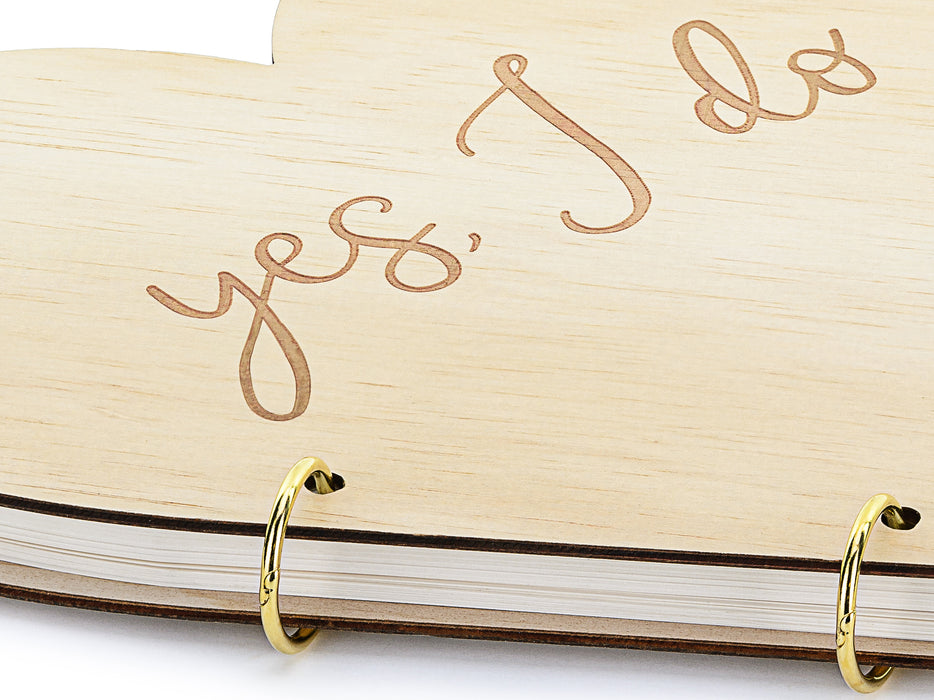 Gästebuch aus Holz "Yes, I do" | Herzform 26,5×25cm