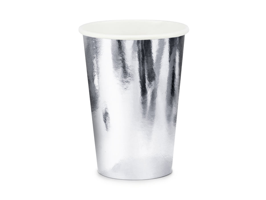 Pappbecher Uni 220ml/6Stk. Silber