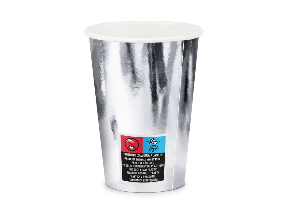 Pappbecher Uni 220ml/6Stk. Silber