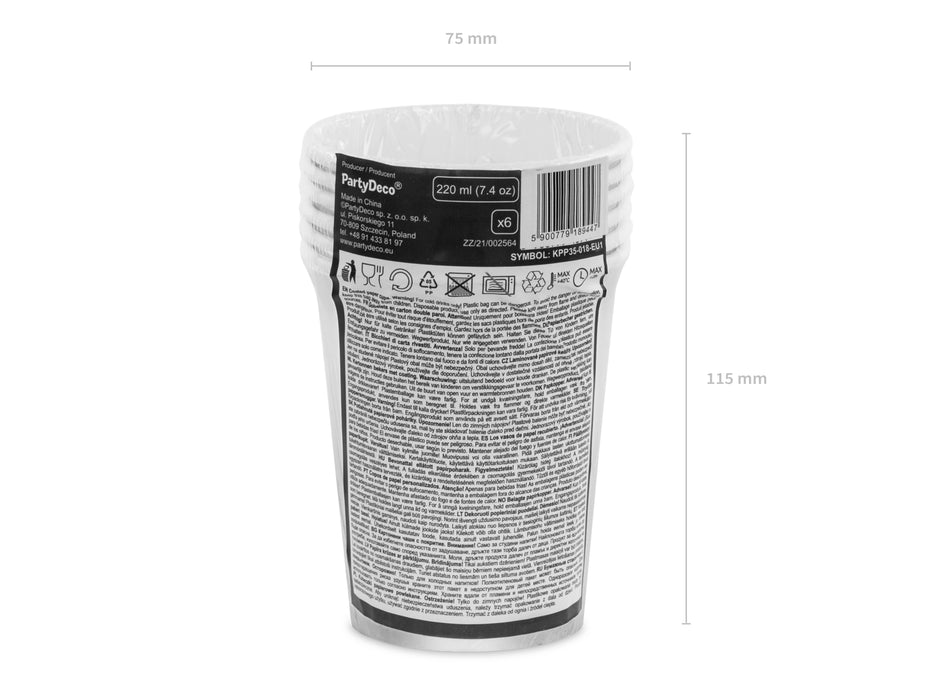 Pappbecher Uni 220ml/6Stk. Silber