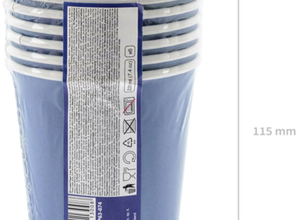 6 Pappbecher "Happy B'day" 220 ml | Marineblau