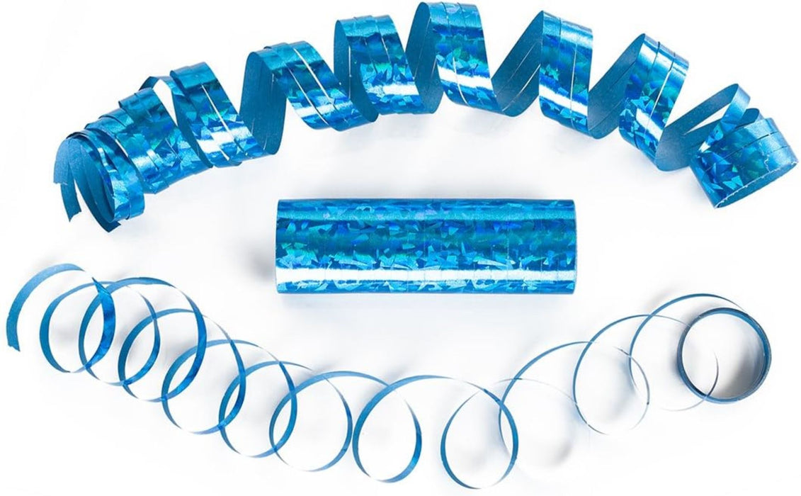Luftschlangen "Holografisch" 4m / 5 Rollen | Blau