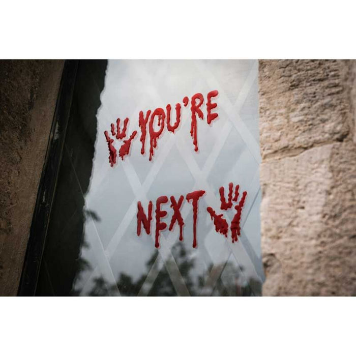 Halloween Gel-Fensteraufkleber "You´re Next" - 14 x 48,5 cm | Rot