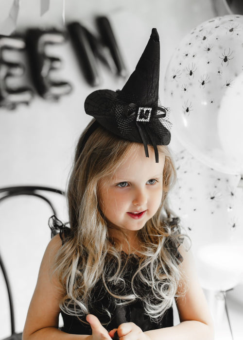 Halloween Haarreif "Hexenhut Netz" | Schwarz