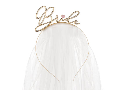 Haarreif "Bride" Brautschleier | Weiß Gold