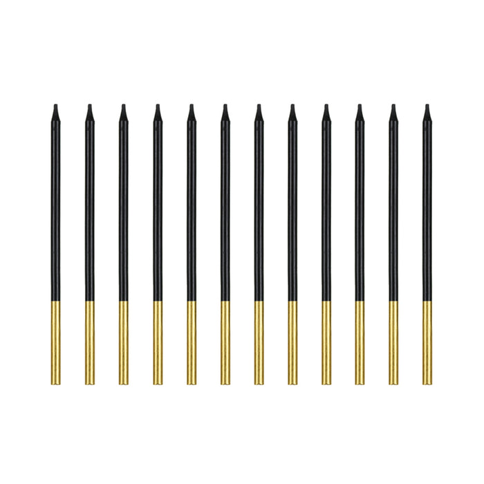 Geburtstagskerzen 14 cm | 12 Stk. - Schwarz Gold