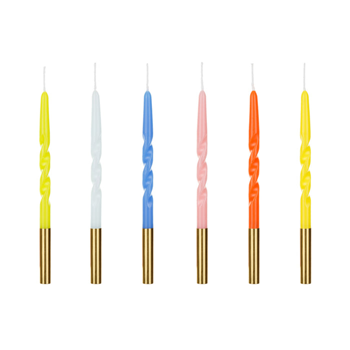 Gedrehte Geburtstagskerzen 14 cm | 6 Stk. Bunt