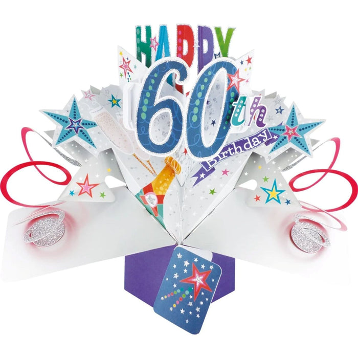Grußkarte PopUp 60ter Geburtstag Champagner