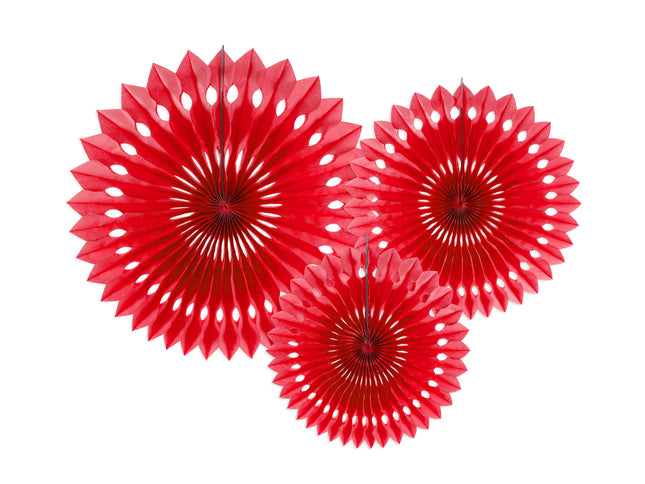 Dekofächer 30/25/20cm/3St. Rot