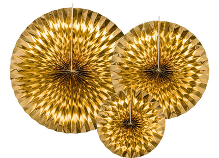 Dekofächer Metall Uni 40/32/23cm/3St. Gold