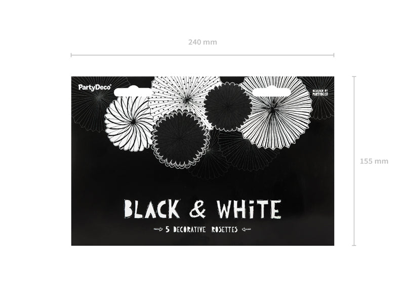 Dekofächer Elegant 5Stk 25-40cm | Black&White