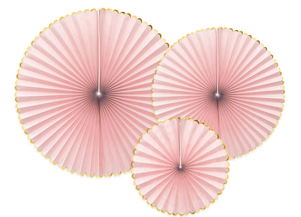 Dekofächer 40/32/23cm 3 Stk. rosa mit Goldrand