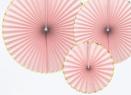 Dekofächer 40/32/23cm 3 Stk. rosa mit Goldrand