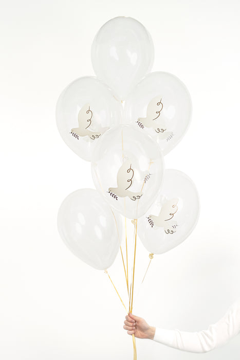 Luftballon Ø30cm "Taube" | 6 Stk. Crystal Clear