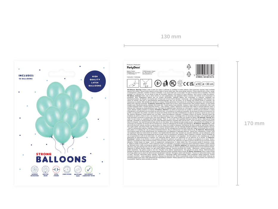 10 Stk. Luftballon Ø30cm "Uni Metallic" | Minzgrün