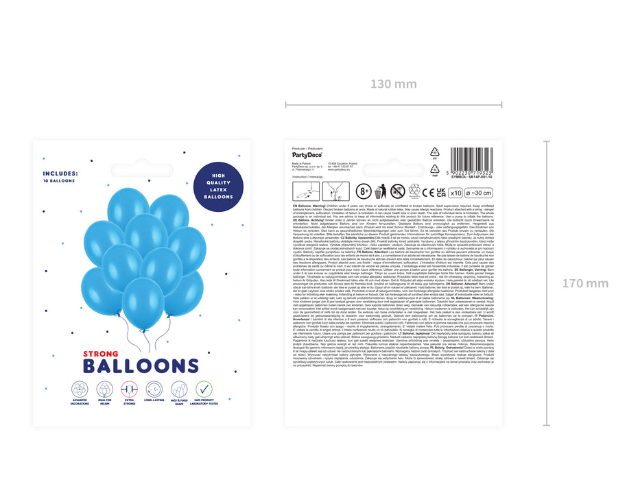 10 Stk. Luftballon Ø30cm "Uni Pastell" | Cornfl. Blau