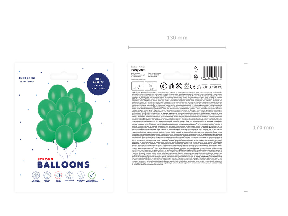 10 Stk. Luftballon Ø30cm "Uni Pastell" | Emerald Green