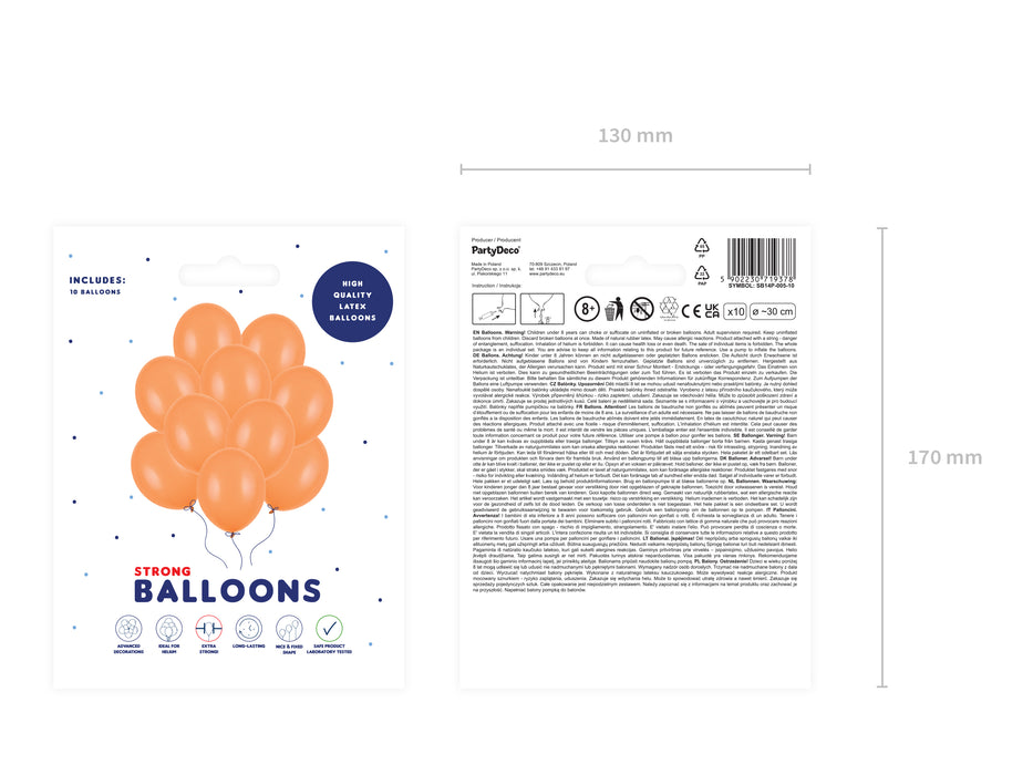 10 Stk. Luftballon Ø30cm "Uni Pastell" | Mand. Orange