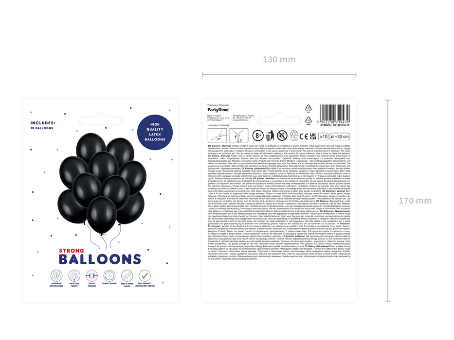10 Stk. Luftballon Ø30cm "Uni Pastell" | Black