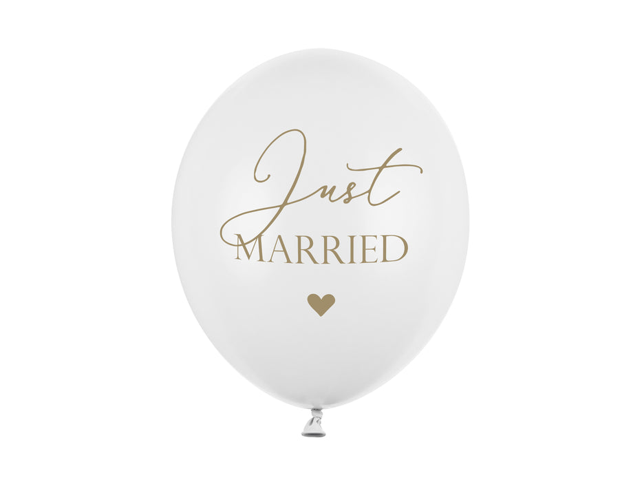 Latexballon Ø30cm "Just Married"| 50 Stk. Weiß/Gold