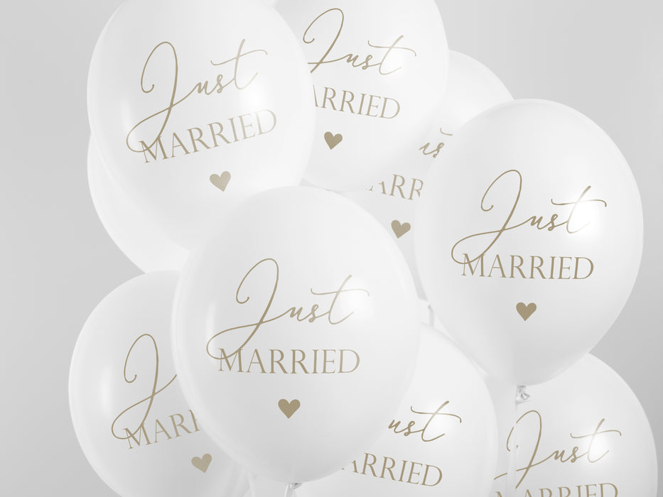 Latexballon Ø30cm "Just Married"| 50 Stk. Weiß/Gold