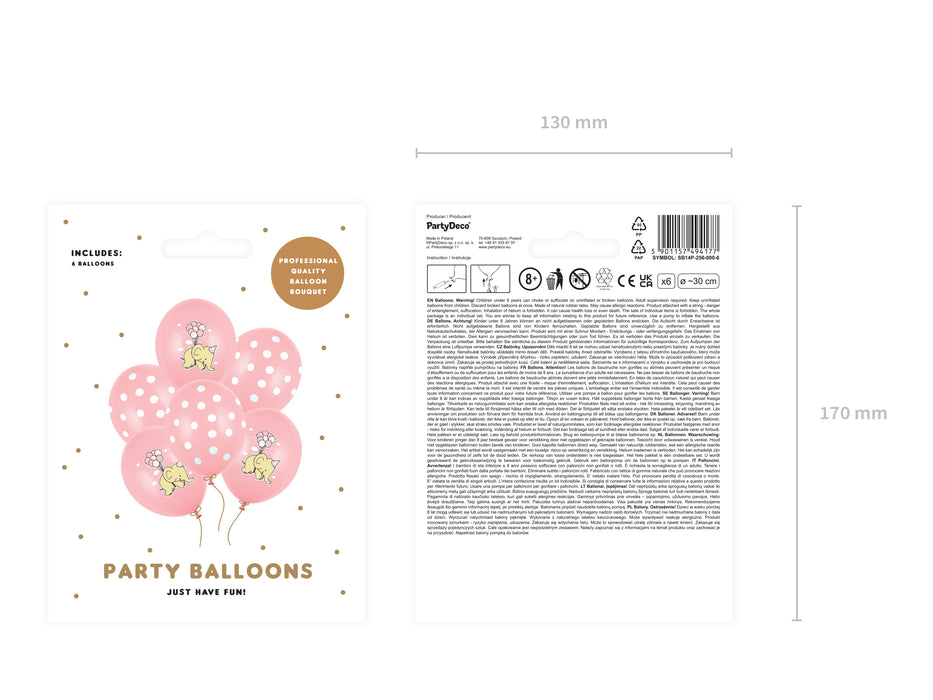 Luftballon Ø30cm "Elephant" | 6 Stück Pink Babyparty Dekoration für Mädchen