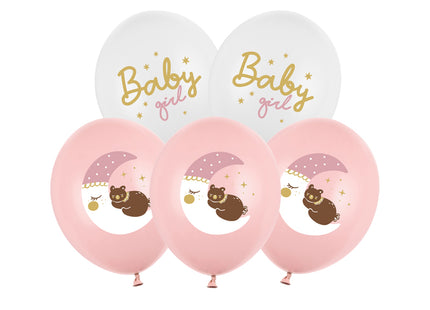 Latexballon Ø30cm "Baby Girl" | 6 Stk. - Weiß/Rosa