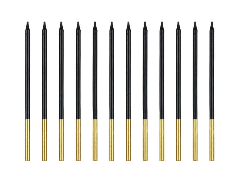 Geburtstagskerzen 14 cm | 12 Stk. - Schwarz Gold