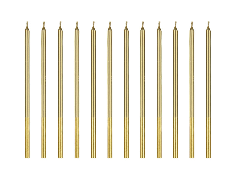 Geburtstagskerzen 14 cm | 12 Stk. - Glatt Gold