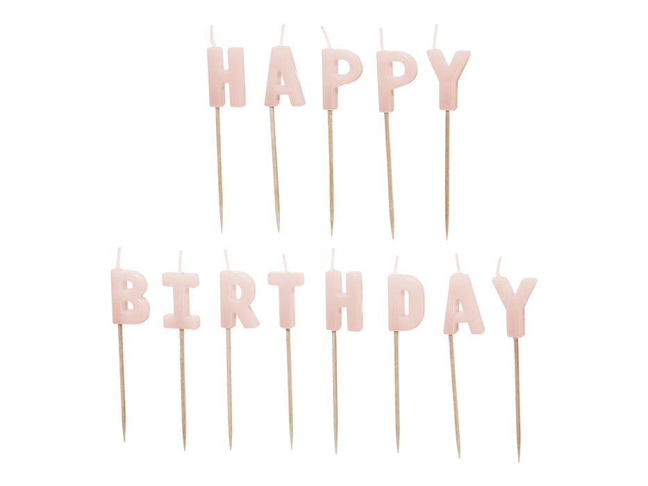 Geburtstagskerzen "Happy Birthday" 2,5 cm | Rosa