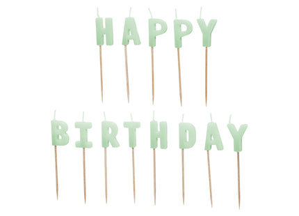 Geburtstagskerzen Happy Birthday Hellgrün | 2,5 cm - 13 Stk.