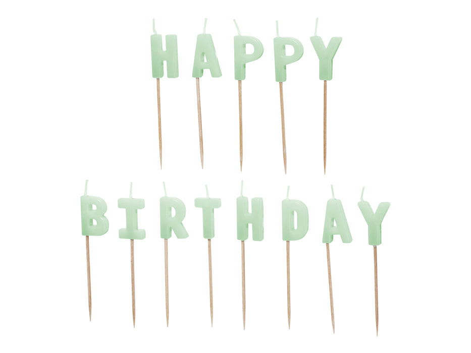 Geburtstagskerzen "Happy Birthday" 2,5 cm | Hellgrün