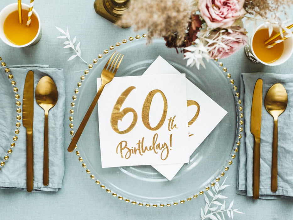 Servietten Birthday Gold 60th. 33x33cm/20St.