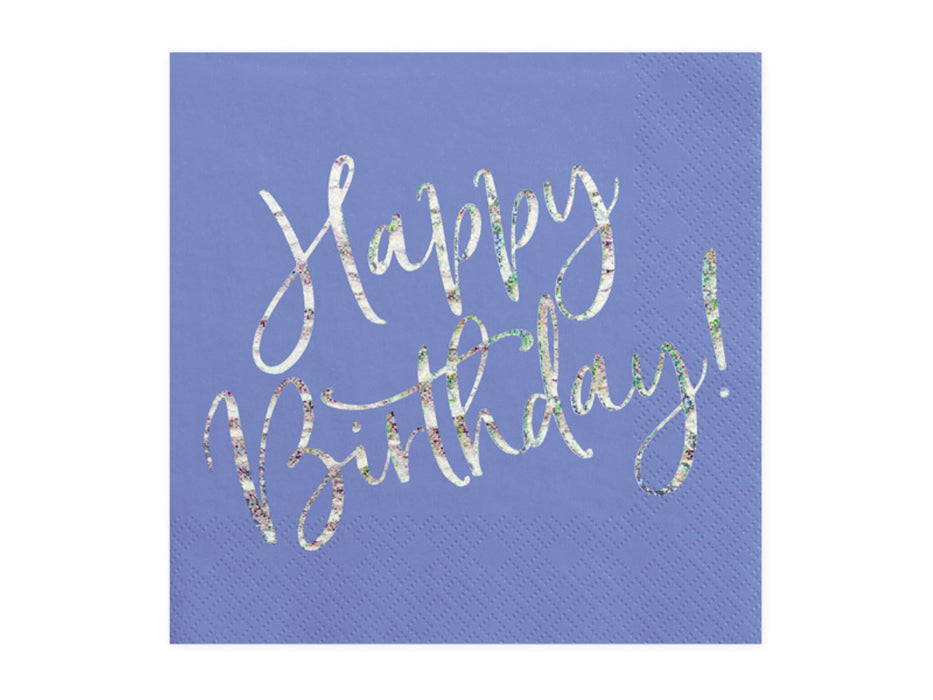 Servietten "Happy Birthday" 20Stk./33x33cm | Blau