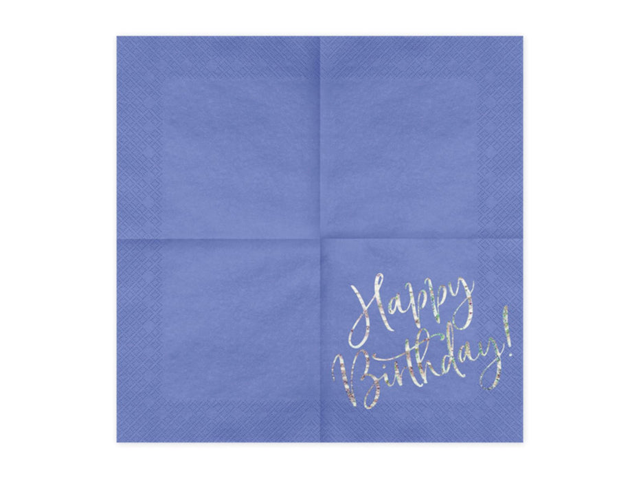 Servietten "Happy Birthday" 20Stk./33x33cm | Blau