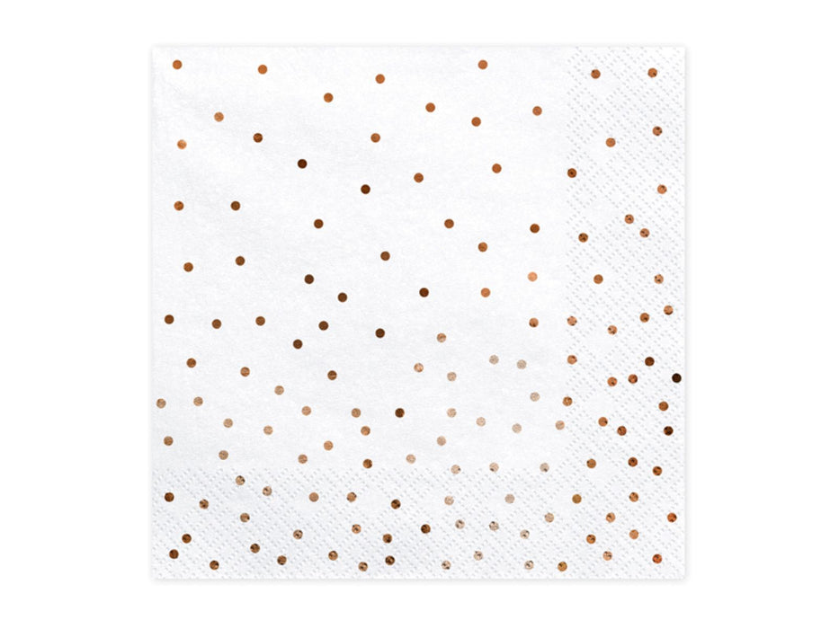 Servietten "Punkte"20Stk./33x33cm | Weiß/Roségold