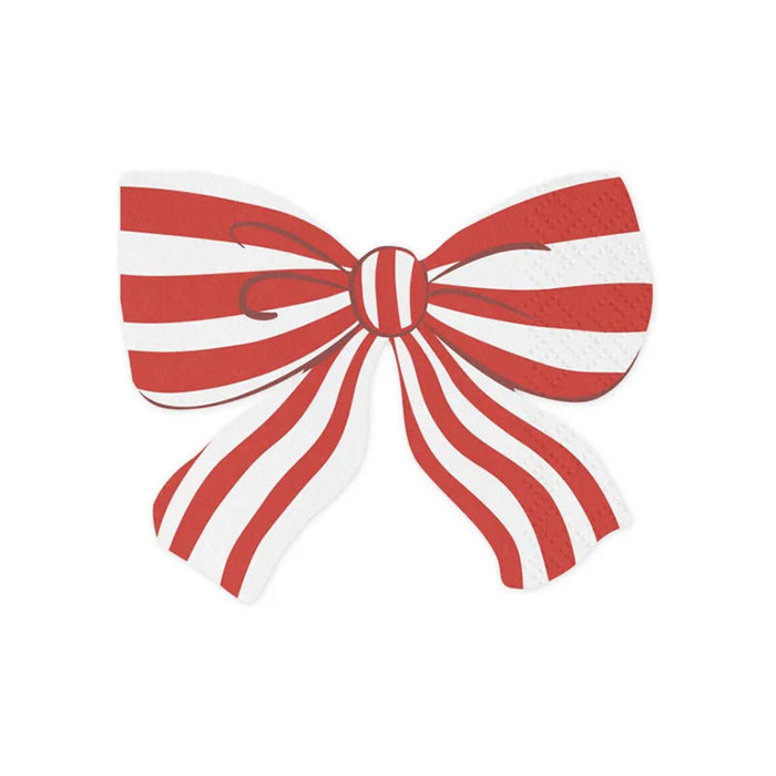 Servietten Schleife Weiß/Rot | 16x13 cm/12 St.