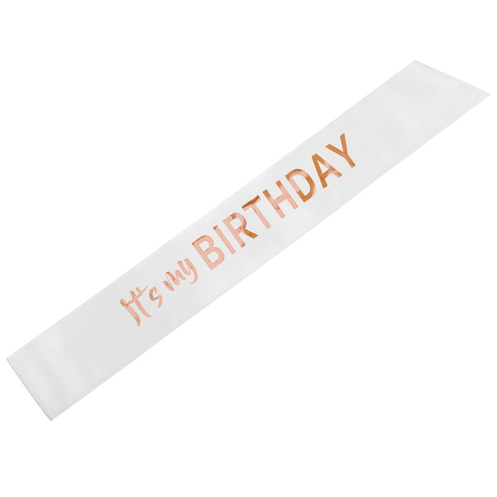 It´s my birthday Schärpe | Weiß Roségold